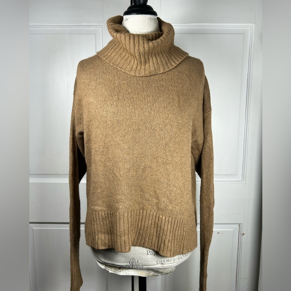 Anthropologie Blair Wool Blend Turtleneck Color Camel Size S Will Fit Medium - Picture 3 of 8